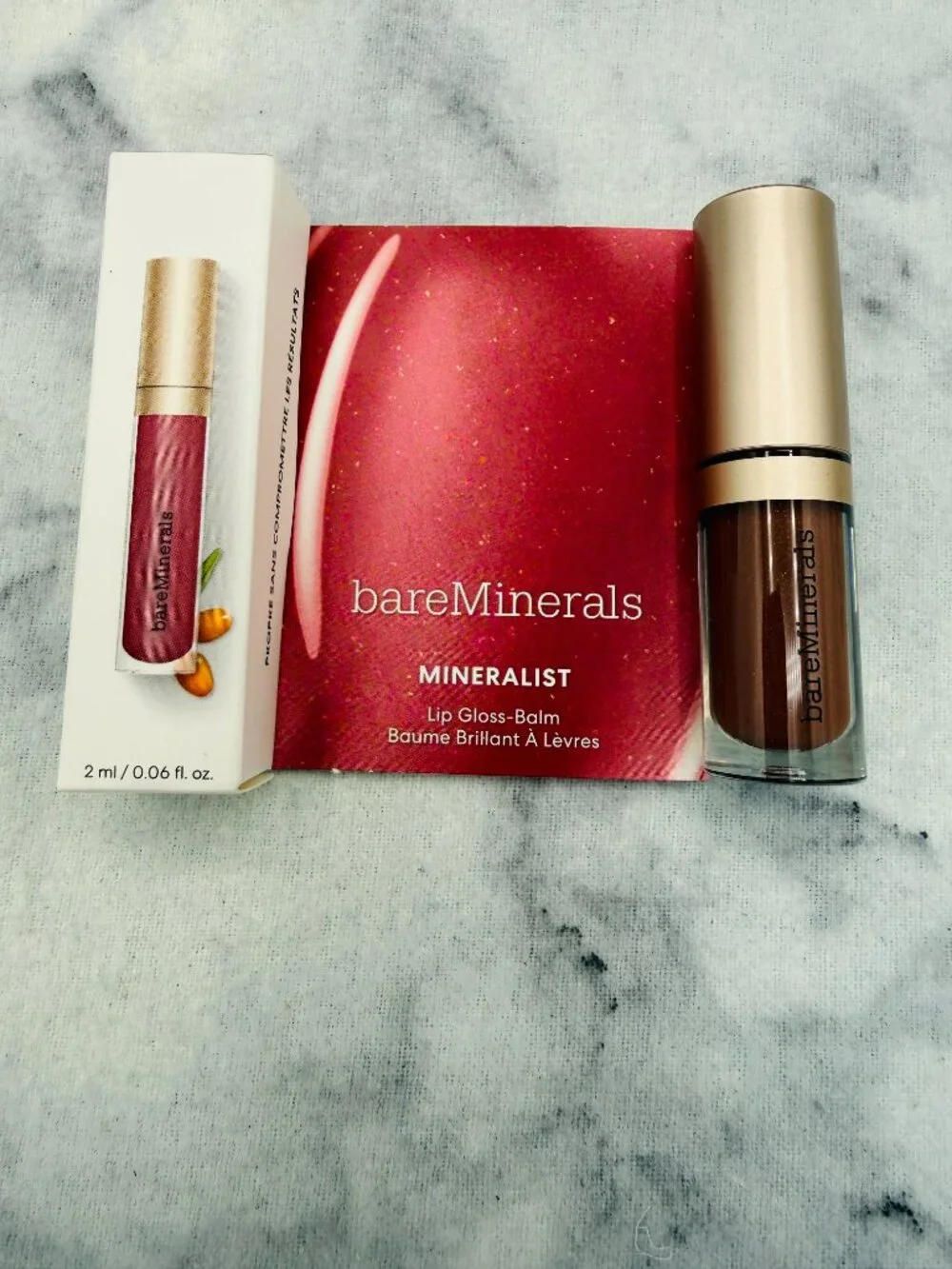 BareMinerals Beauty Gift Set-Lashotopia Mascara Black,Minalist Lip Gloss-2pc-NEW